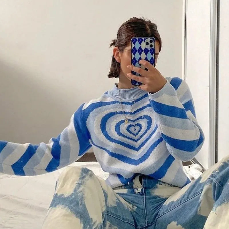 Style Core Aesthetics, New Style Trends - Heart Sweater Y2K