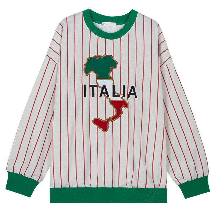 Style Core Aesthetics, New Style Trends - Italia Striped Vintage Sweatshirt