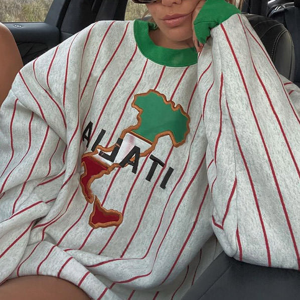 Style Core Aesthetics, New Style Trends - Italia Striped Vintage Sweatshirt