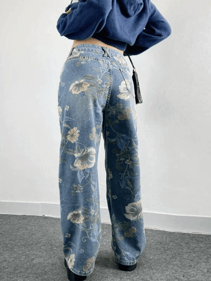 Style Core Aesthetics, New Style Trends - Jean boyfriend bouffant vintage à fleurs