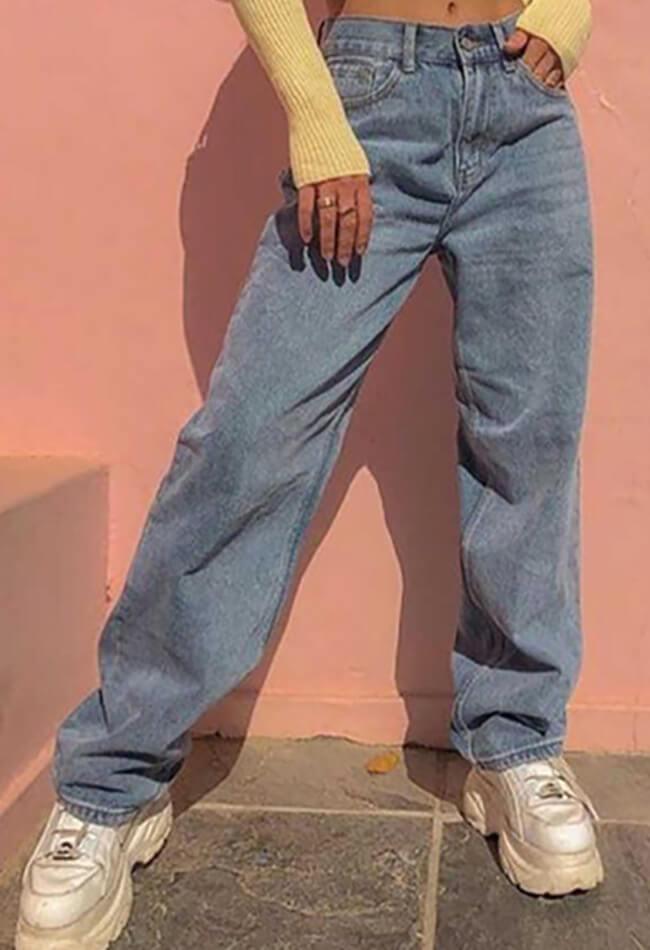 Style Core Aesthetics, New Style Trends - Jean boyfriend délavé à taille haute
