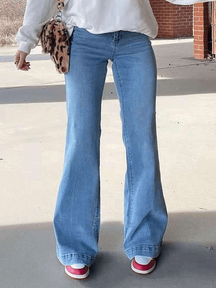Style Core Aesthetics, New Style Trends - Jean boyfriend délavé à taille moyenne