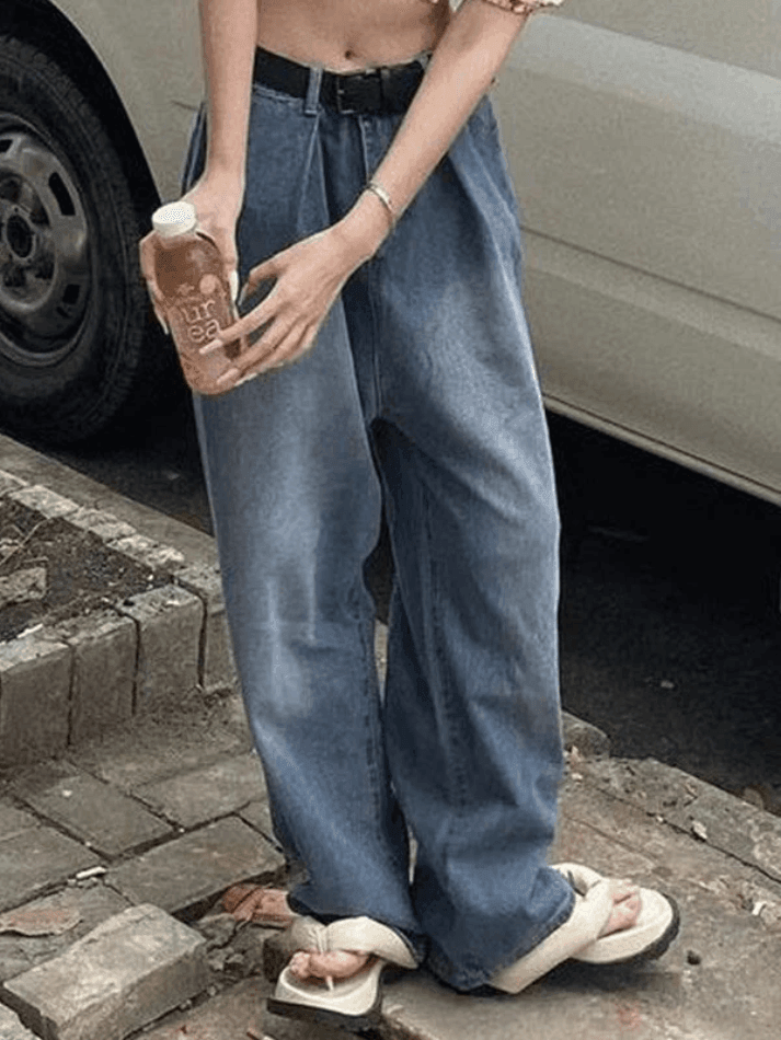 Style Core Aesthetics, New Style Trends - Jean boyfriend délavé Y2K