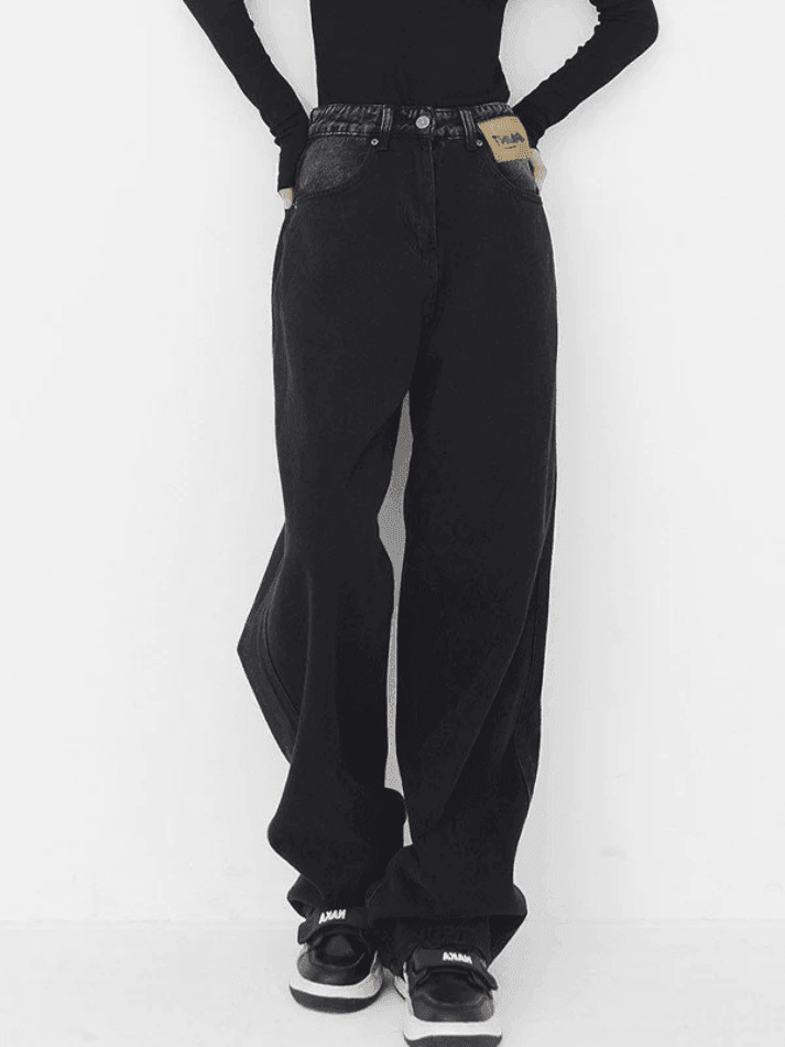 Style Core Aesthetics, New Style Trends - Jean boyfriend noir rétro délavé