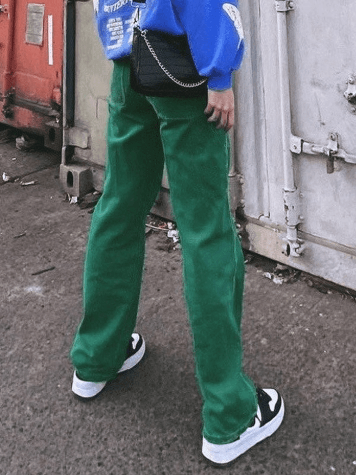 Style Core Aesthetics, New Style Trends - Jean boyfriend vintage délavé vert
