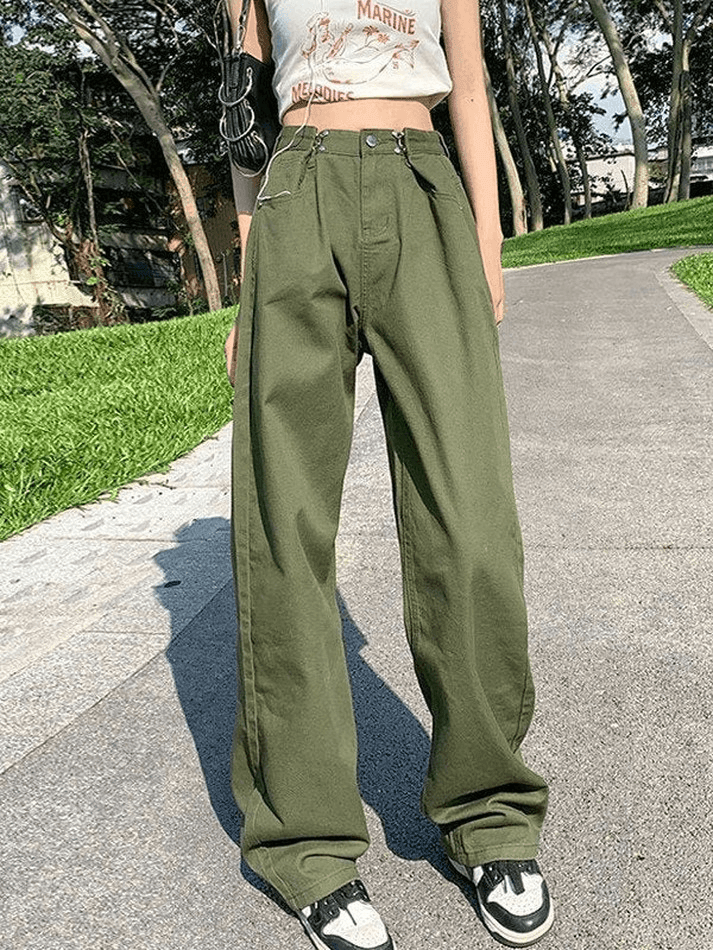 Style Core Aesthetics, New Style Trends - Jean cargo baggy vert vintage