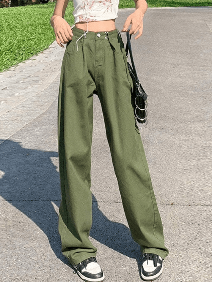 Style Core Aesthetics, New Style Trends - Jean cargo baggy vert vintage