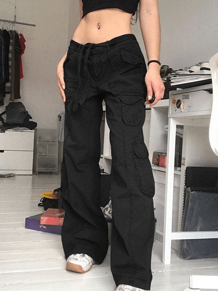 Style Core Aesthetics, New Style Trends - Jean cargo délavé à poches plaquées