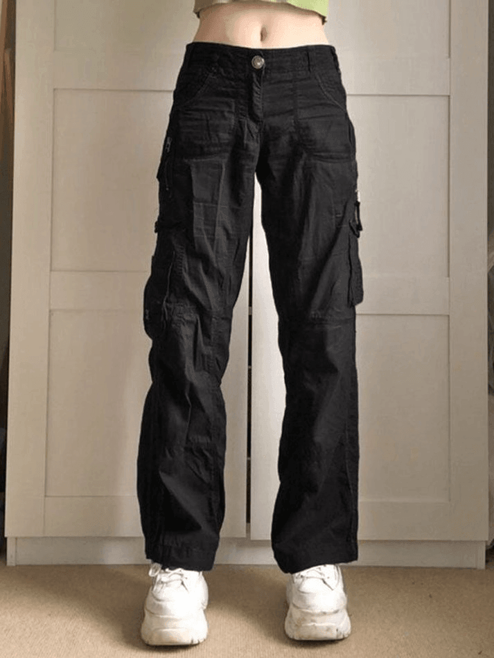 Style Core Aesthetics, New Style Trends - Jean cargo délavé à taille basse