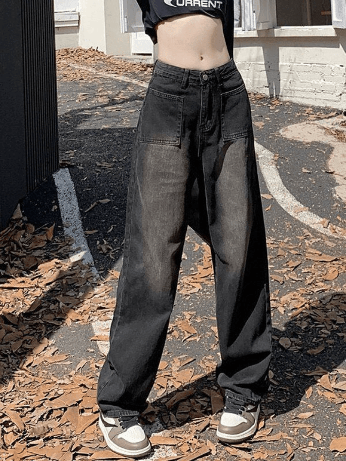 Style Core Aesthetics, New Style Trends - Jean cargo droit vintage délavé