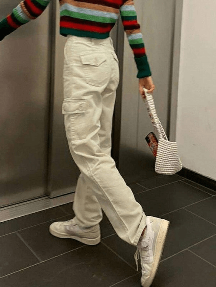 Style Core Aesthetics, New Style Trends - Jean cargo à jambe droite et poche