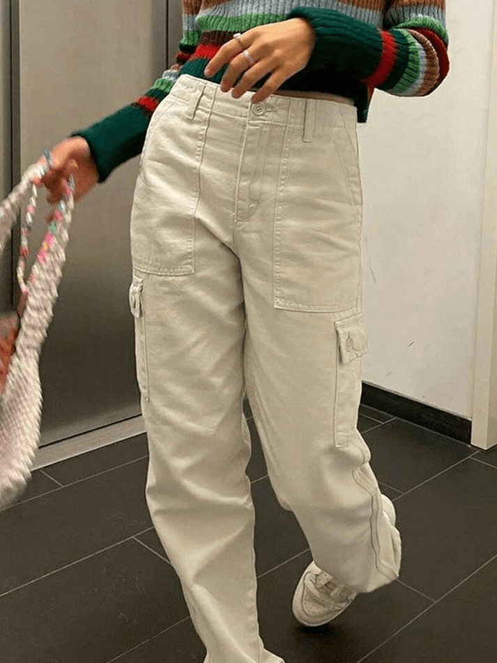 Style Core Aesthetics, New Style Trends - Jean cargo à jambe droite et poche