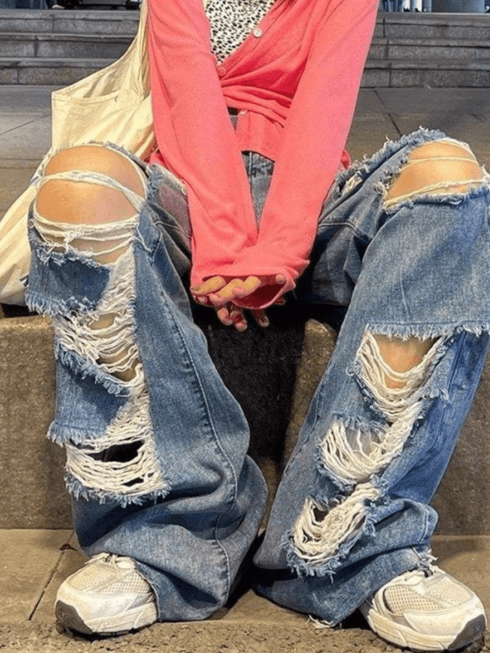 Style Core Aesthetics, New Style Trends - Jean super déchiré taille haute