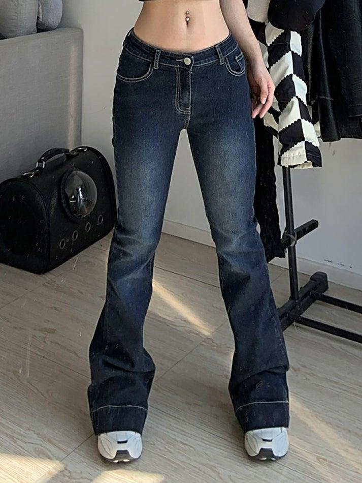 Style Core Aesthetics, New Style Trends - Jean évasé taille basse délavé