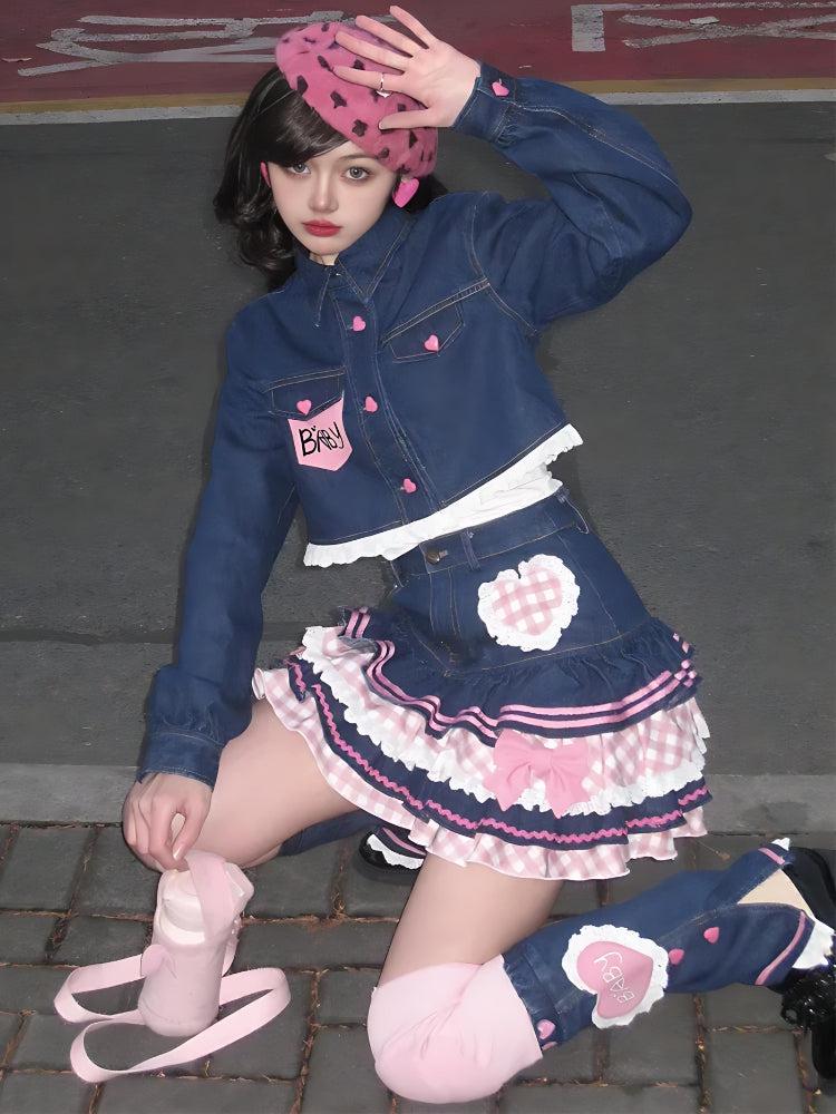 Style Core Aesthetics, New Style Trends - Kawaii Layered Denim Mini Skirt