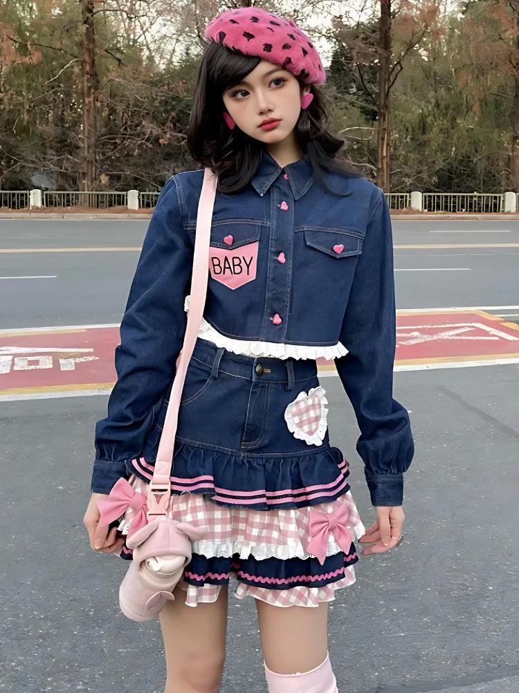 Style Core Aesthetics, New Style Trends - Kawaii Layered Denim Mini Skirt