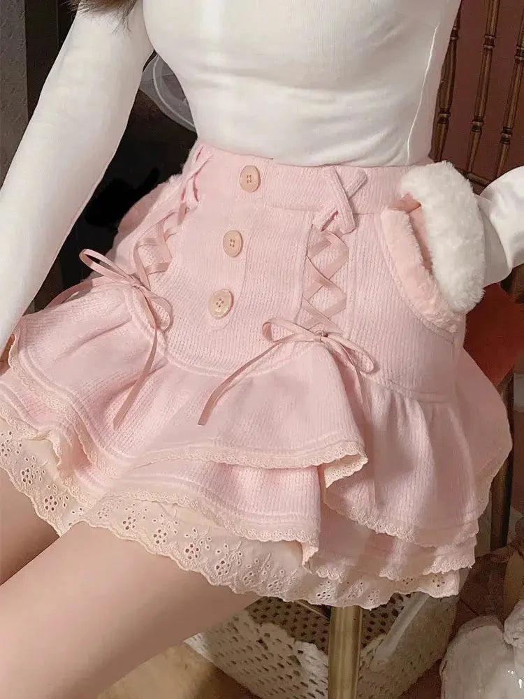 Style Core Aesthetics, New Style Trends - Kawaii Ruffled Layered Lace Mini Skirt