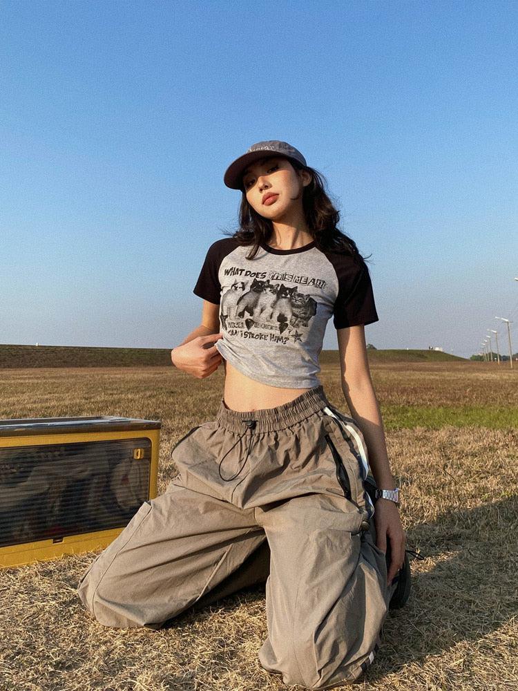 Style Core Aesthetics, New Style Trends - Kitty Print Crop Tee