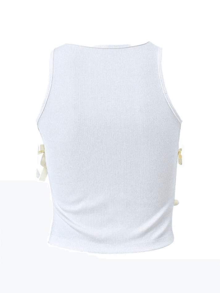 Style Core Aesthetics, New Style Trends - Lace Up Ribbed Cropped Tank Top