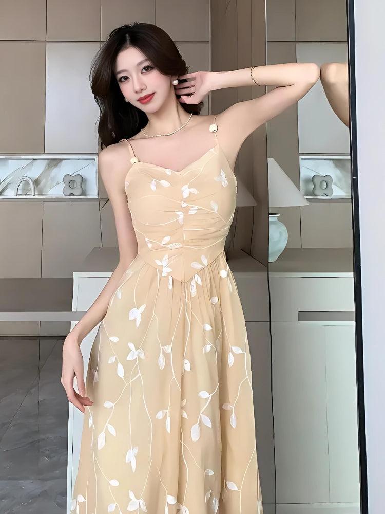 Style Core Aesthetics, New Style Trends - Leaves Mesh Midi Dress
