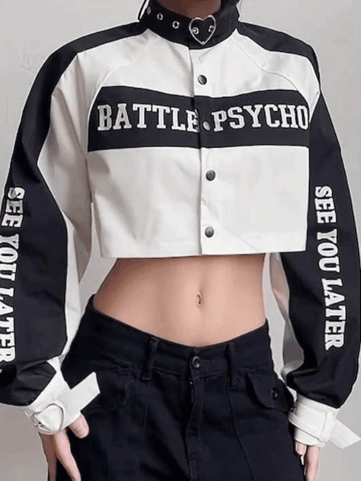 Style Core Aesthetics, New Style Trends - Letter Graphic Color Block Zip-Up Hoodie