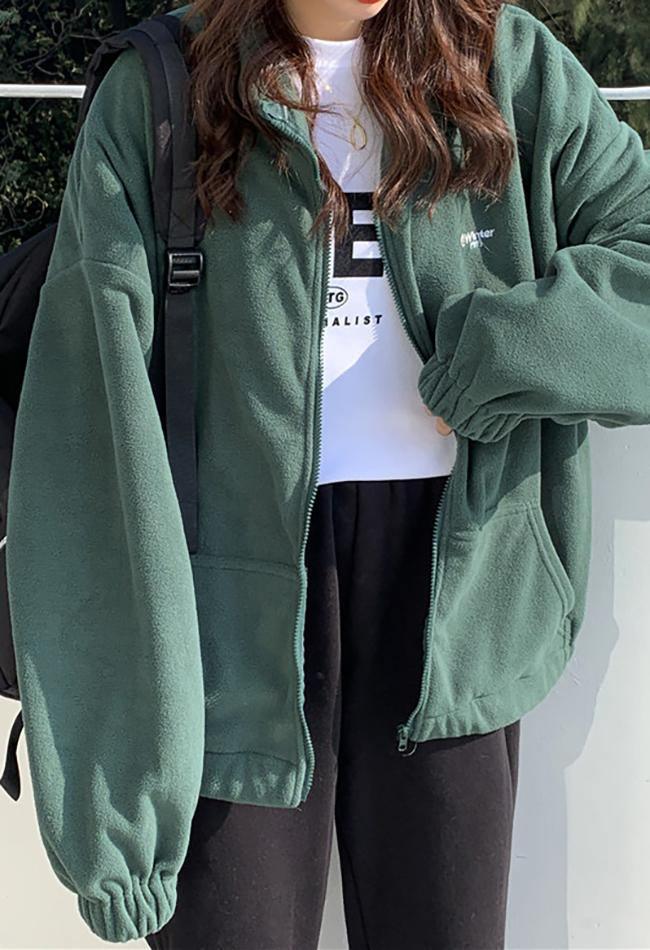Style Core Aesthetics, New Style Trends - Letter Print Zip-up Jacket