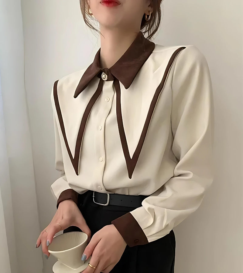 Style Core Aesthetics, New Style Trends - Light Academia Contrast Shirt
