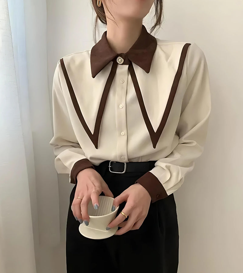 Style Core Aesthetics, New Style Trends - Light Academia Contrast Shirt