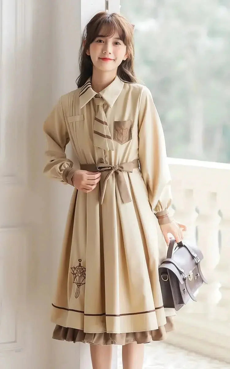Style Core Aesthetics, New Style Trends - Light Academia Uniform Midi Dress