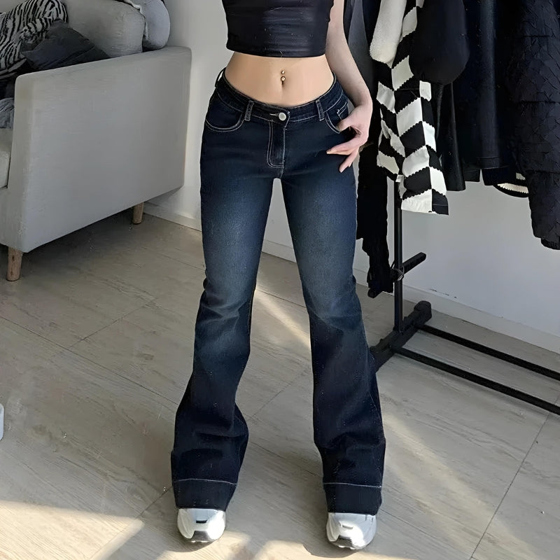 Style Core Aesthetics, New Style Trends - Low Rise Flare Denim Jeans