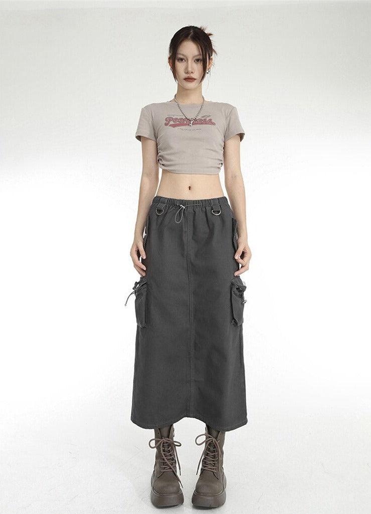 Style Core Aesthetics, New Style Trends - Low Rise Parachute Maxi Skirt