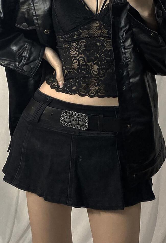 Style Core Aesthetics, New Style Trends - Mini jupe patineuse en jean