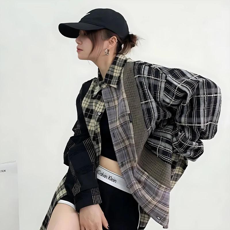 Style Core Aesthetics, New Style Trends - Multi Pattern Plaid Shirt