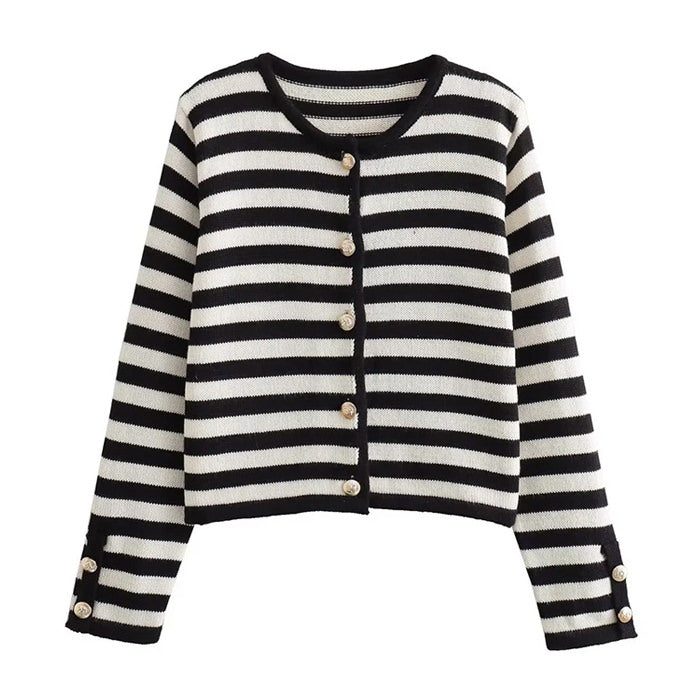 Style Core Aesthetics, New Style Trends - Old Money Striped Cardigan