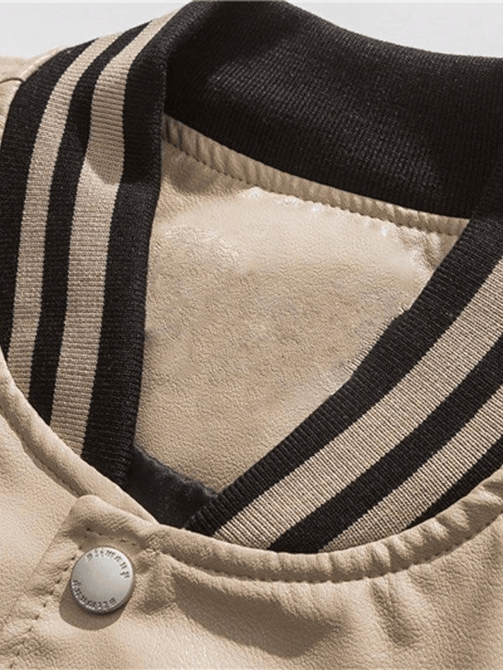 Style Core Aesthetics, New Style Trends - Oversized Pu Leather Varsity Jacket