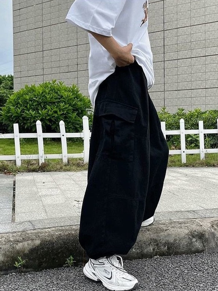 Style Core Aesthetics, New Style Trends - Pantalon cargo baggy vintage à poches plissées