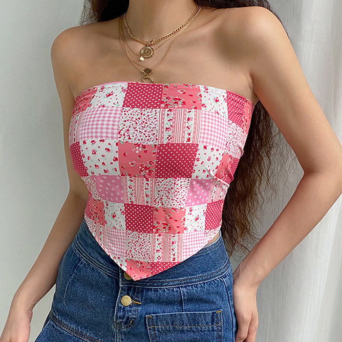 Style Core Aesthetics, New Style Trends - Patchwork Scarf Tube Top