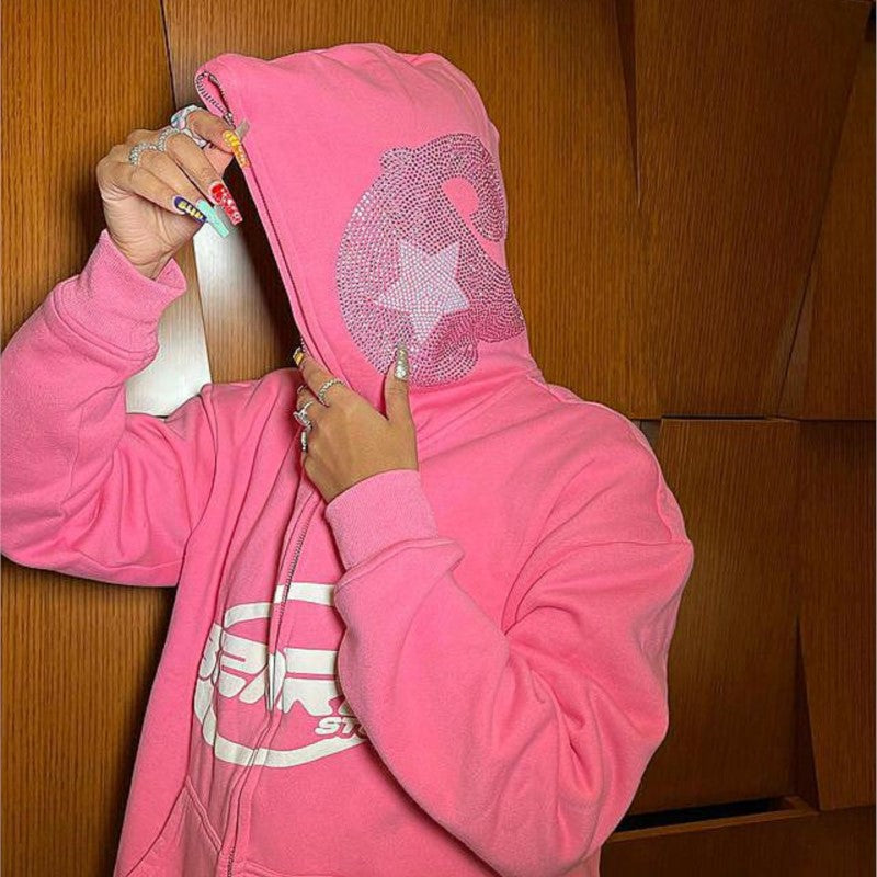 Style Core Aesthetics, New Style Trends - Pink full zip hoodie