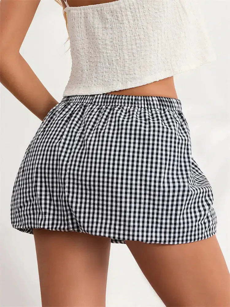 Style Core Aesthetics, New Style Trends - Plaid Bubble Mini Skirt