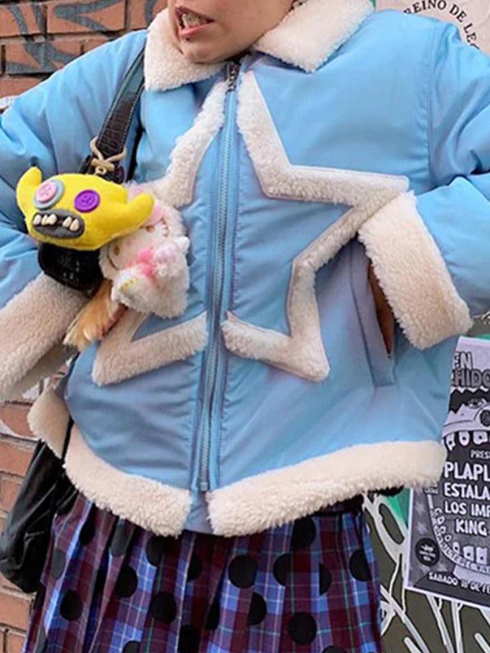 Style Core Aesthetics, New Style Trends - Plush Star Trim Design Jacket