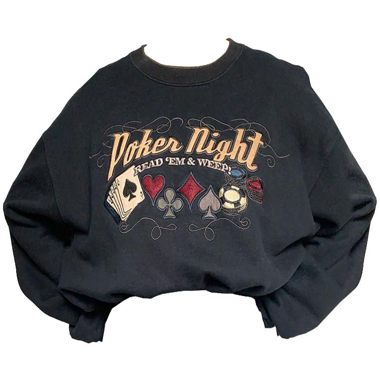 Style Core Aesthetics, New Style Trends - Poker Night Embroidered Sweatshirt
