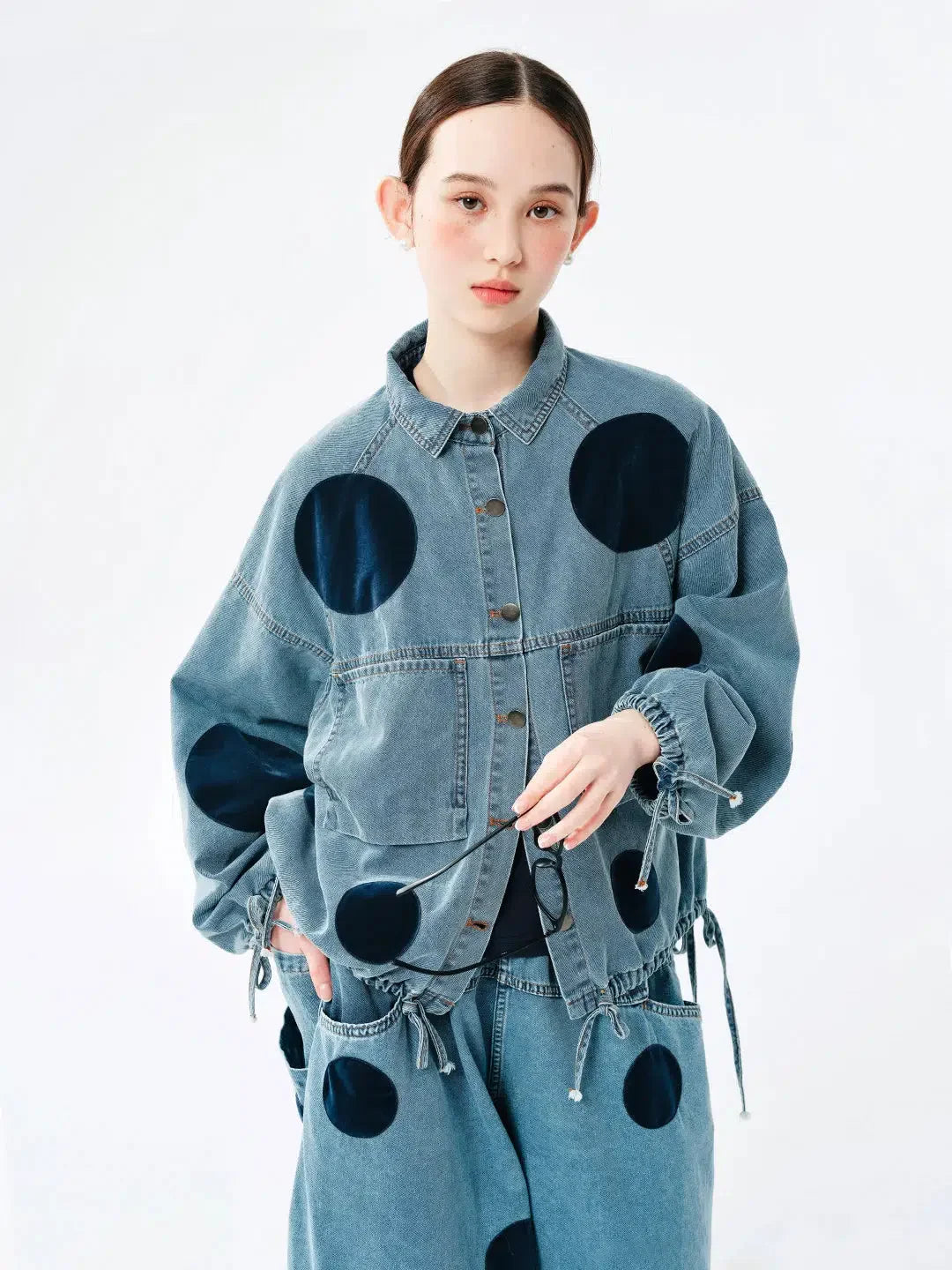 Style Core Aesthetics, New Style Trends - Polka Dot Button Up Denim Jacket