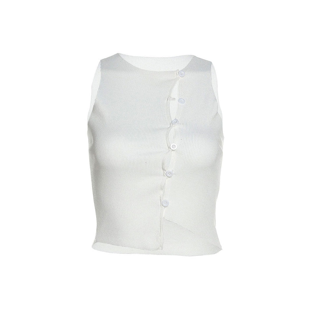 Style Core Aesthetics, New Style Trends - Portrait Mode Button Ribbed Top