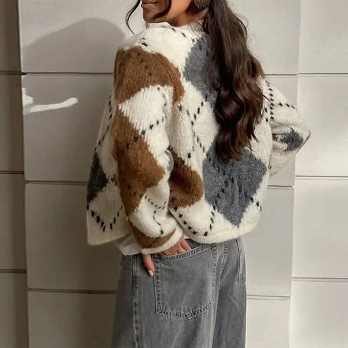 Style Core Aesthetics, New Style Trends - Preppy Aesthetic Argyle Cardigan