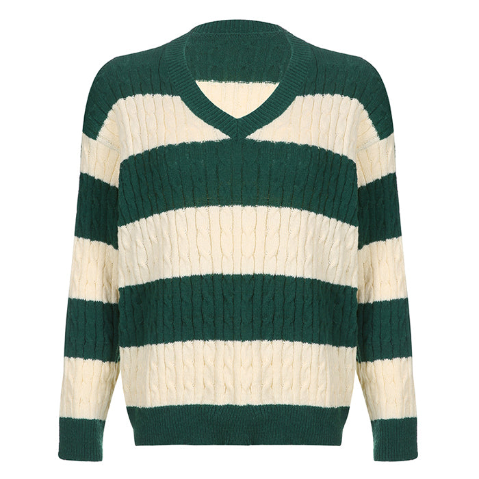 Style Core Aesthetics, New Style Trends - Preppy Girl Striped Jumper