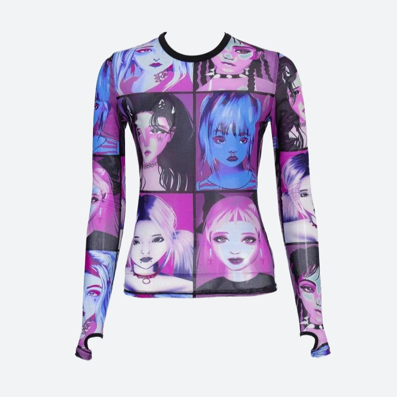 Style Core Aesthetics, New Style Trends - Punk Girls Mesh Top