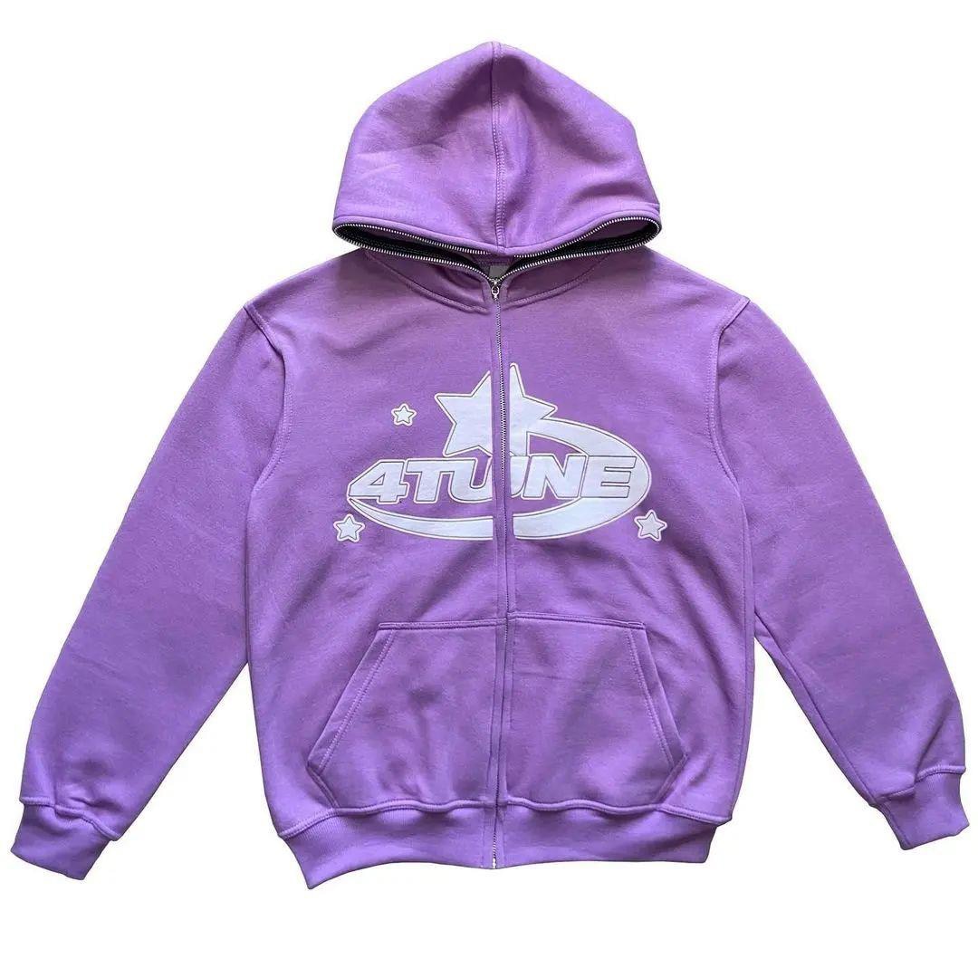 Style Core Aesthetics, New Style Trends - Purple full zip hoodie