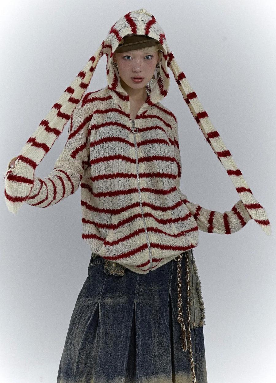 Style Core Aesthetics, New Style Trends - Rabbit Ears Hooded Cardigan Jacket