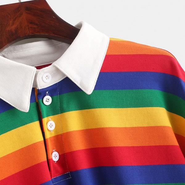 Style Core Aesthetics, New Style Trends - Rainbow Collared Top