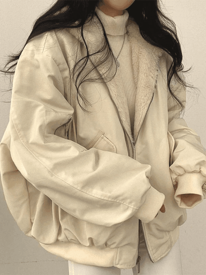 Style Core Aesthetics, New Style Trends - Reversible Oversize Fleece Hooded Jacket
